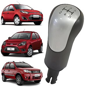 MANOPLA ALAVANCA CAMBIO LENTE PRATA KA FIESTA ECOSPORT 2008 A 2013