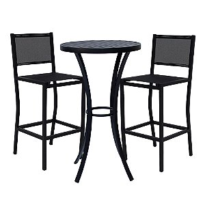 Conjunto Bistrô Ripado 2 Banquetas Frésia em Tela sling