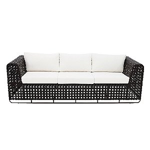 Sofá 3 Lugares Fúcsia Fibra Sintética e Aluminio