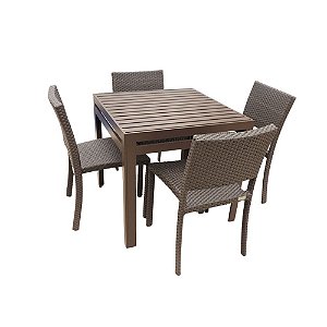 Mesa de Alumínio Quadrada + 4 Poltronas