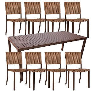 Jogo de Mesa Margarida com 8 Cadeiras Fibra Sintética