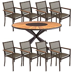Conjunto de Mesa Perpétua com 8 Cadeira em Tela Sling