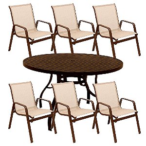 Jogo de Mesa Lótus com 6 Cadeiras