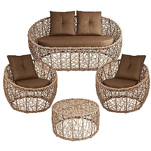 Jogo de Sofá Duty em Corda Náutica e Alumínio