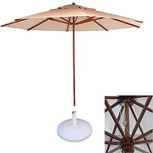 Ombrelone Central em Madeira 3,00m de Diâmetro - COM BASE