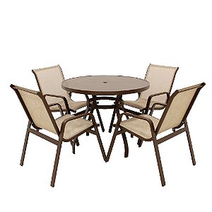 Jogo de Mesa 1,00m Tampo Liso 4 Cadeiras Lótus