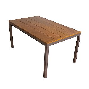 Mesa Retangular de Alumínio com Tampo em Madeira 3,00x100cm