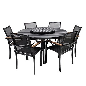 Conjunto Perpétua com Mesa Giratória Giro Externo com 6 Cadeiras