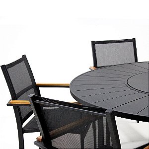 Jogo de Mesa de 1,60m Mesa Pétala com Giro e 6 Cadeiras Perpétua