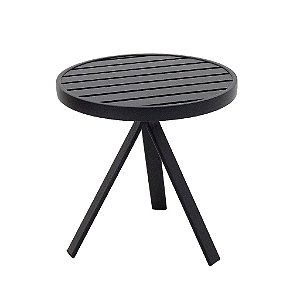 Mesa Lateral Redonda Lótus Com Tampo Ripado