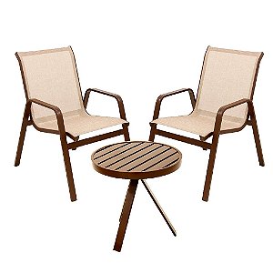 Kit com 2 Poltronas Lótus Premium + Mesa Lateral