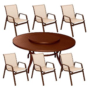 Conjunto Lótus Mesa Centro Giratório Externo