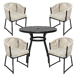 Conjunto de Mesa Íris 1,00m + 4 Poltronas