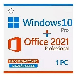 Windows 10 Pro + Office 2021 Pro Vitalício