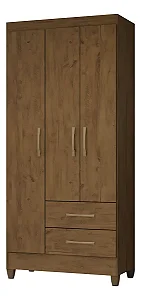 Guarda Roupa Moval Lima 3 Portas 2 Gavetas Castanho/Wood