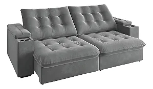 CONJ. ESTOFADO EXATA ALEMANHA 2,30 RETRATIL RECLINAVEL CINZA