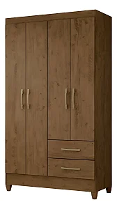 Roupeiro Moval Chile 4 Portas 2 Gavetas Castanho Wood
