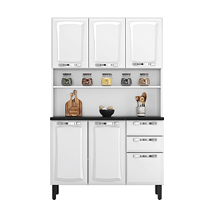 Armário de Aço Itatiaia Pratika KIT-120 – 6 Portas e 2 Gavetas – Branco / Preto