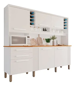 Armário de Cozinha Sallêto Catar 6 Portas 2 Gavetas - Branco