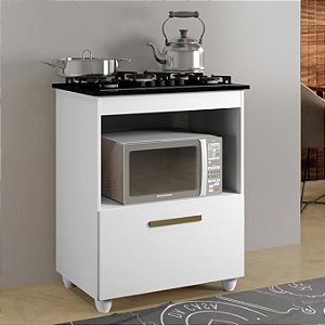 Balcão Para Cooktop 4 Bocas Salvia Kaiki Móveis Branco