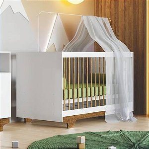 Berço Mini Cama Flocos Tigus Baby Off White/Madeirado Ypê
