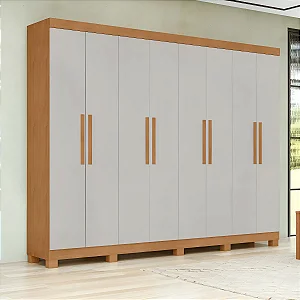 Guarda-Roupa Lopas Andara Soft 8 Portas – Amêndoa Clean / Off (Sem Espelho)
