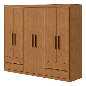 Guarda-Roupa Lopas Zeus 6 Portas – Amêndoa Clean (Sem Espelho)