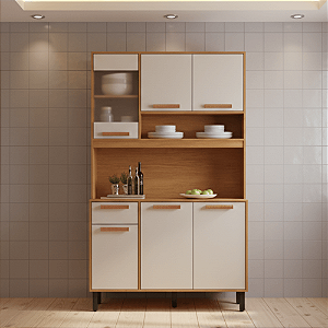 Kit Cozinha Itatiaia Nápoles Kit-120 6 Portas 1 Gaveta Cinamomo/Off White