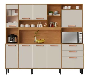 Kit Cozinha Itatiaia Nápoles 8 Portas e 3 Gavetas - Cinamomo/Off White