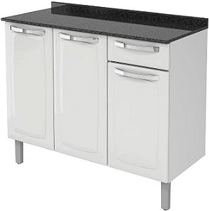 Balcão Cozinha Itatiaia Rose 3 Portas 1 Gaveta Branco IG3G1-105