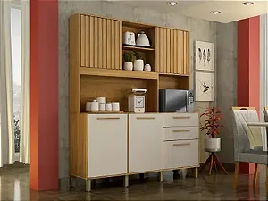 Armario de cozinha Diamante 5 portas 2 gavetas Valdemoveis Cinamomo Off