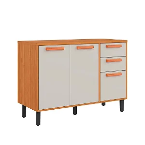 Balcão de Cozinha Itaiaia 3 Portas 2 Gavetas Off White Nápoles