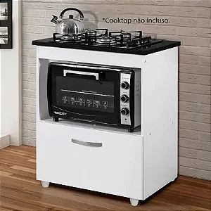 Balcão Cooktop 5 Bocas 1 Porta Salvia Branco - kaiki Móveis