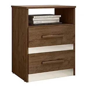 Mesa De Cabeceira Apolo 2 Gavetas Moval Castanho Wood/Off White