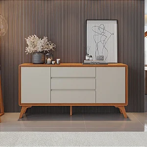 Buffet Sinus 2 Portas 3 Gavetas Naturalle Off White