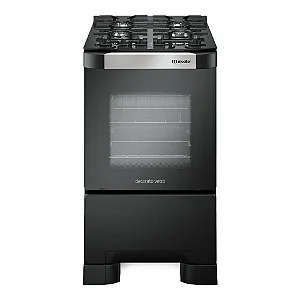 Fogão Mueller 4 bocas Piacere Vetro Preto Fosco com mesa de vidro