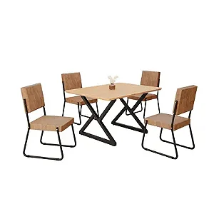 Conjunto de Mesa Napoli Teixeira 120x90 com 4 Cadeiras – Base Império Marrom / Preto