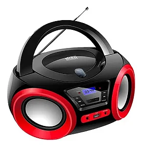 Boombox Lenoxx Bluetooth bd 1370 Cd Usb Rádio Auxiliar Preto/Vermelho