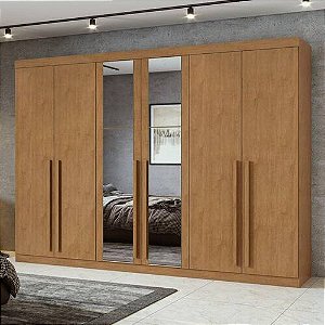 Guarda-Roupa Lopas Bertha 6 Portas com Espelho – Amêndoa Clean