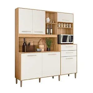 Kit Cozinha Salsa Nicioli – Freijó/Off White Cristal Preto