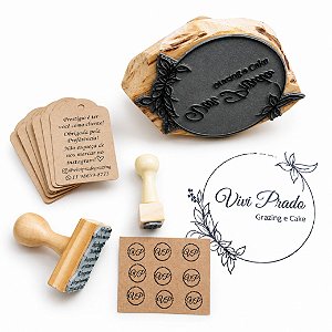 Kit de 3 Carimbos Personalizados com Logotipo da Marca