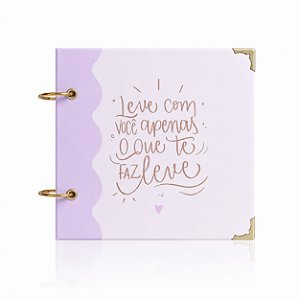 Caderno Quadrado Pequeno Lilás com Frase Motivacional