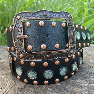 Cinto Marrom de Cruz e Pedras