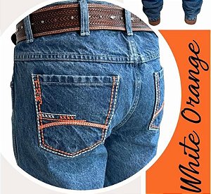 Calça Texas Road Bordada Laranja