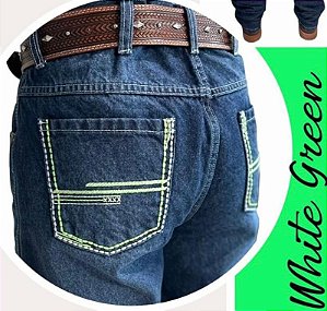 Calça Texas Road Bordada Verde