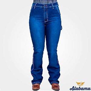 Calça Alabama Carpinteira Bordada Alexia Pink Neon