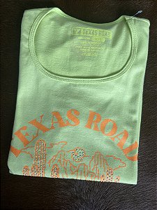 Camiseta Texas Road Verde neon/Laranja cactos strass