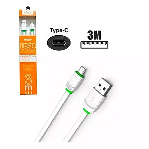 Cabo Carregador USB Tipo C – 3 Metros