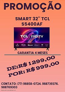 Smart TV TCL 32" S5400AF Full HD – Android TV, Wi-Fi, Bluetooth, HDMI e USB