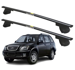 RACK P/ LONGARINAS ALPHA AÇO 02 (1,20M) CAOA / CHERY TIGGO 2010 2011 2012 2013 2014 - PRETO